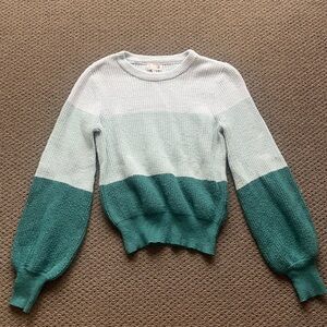 Colorblock Sweater in Teal and White